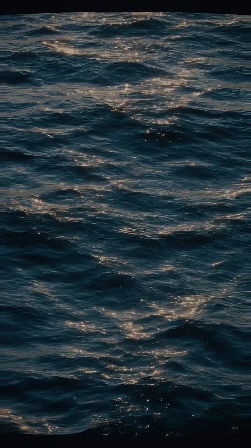 Late broadcast: Blue water on a worn CRT display.